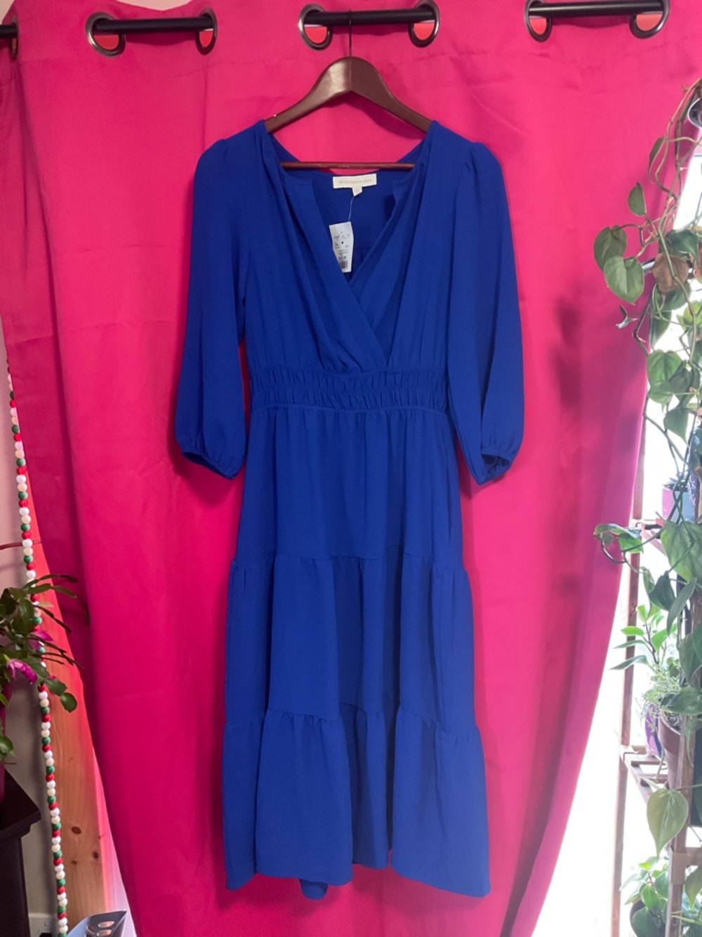 Monteau Royal Blue V-Neck Tiered Maxi Dress